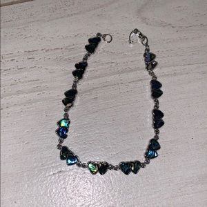 Iridescent multi Heart anklet 9 1/8”